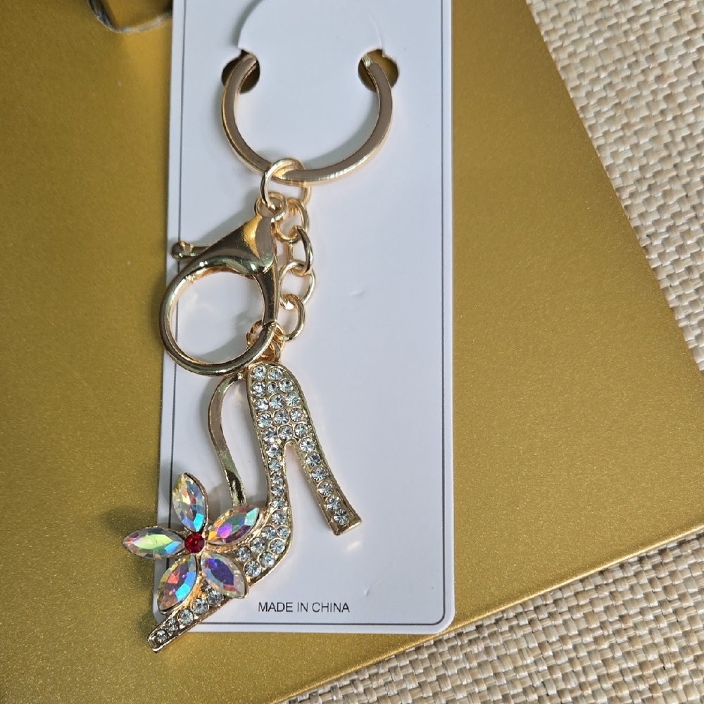Sparkling Rhinestone High Heel Keychain Bag Charm